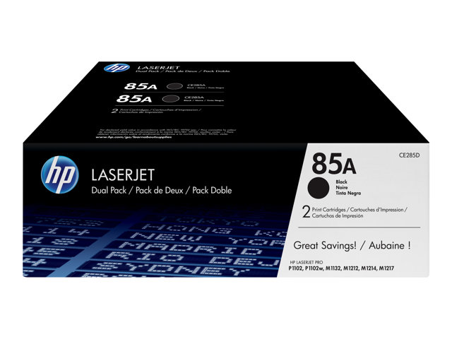 HP 85A - 2-pack - black - original - LaserJet - toner cartridge (CE285AD) - for LaserJet Pro M1132 MFP, M1212nf MFP, M1217nfw MFP, P1102, P1102s, P1102W, P1109, P1109W
