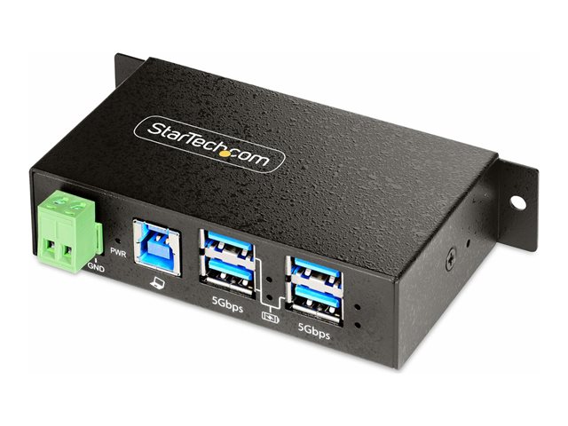 StarTech.com 4-Port Managed USB Hub with 4x USB-A, Heavy Duty with Metal Industrial Housing, ESD & Surge Protection, Wall/Desk/Din-Rail Mountable, USB 3.0/3.1/3.2 Gen 1 5Gbps - Hub - 3 x USB 3.2 Gen 2 + 1 x USB 3.2 Gen 1 - wall-mountable, desktop, DIN rail mountable - TAA Compliant
