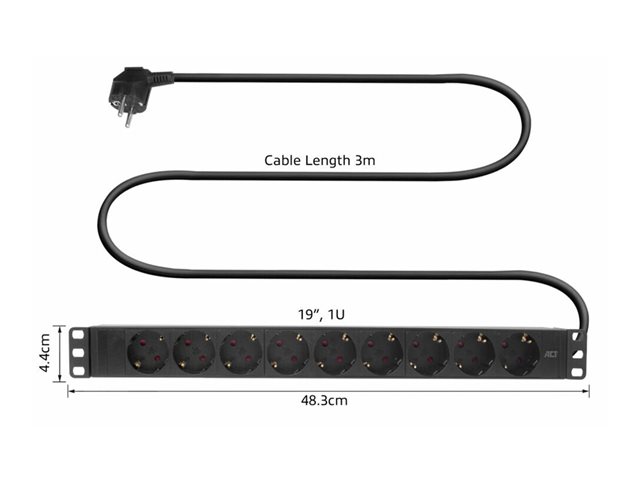 PDU CEE7/7 - TYPE F (9X). 1 stk