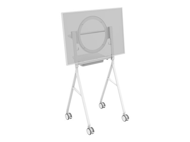 VISION Microsoft Surface Hub 2 Floor Stand - LIFETIME WARRANTY - Halo fitting for Microsoft Surface 50\" Hub 2/3 - tilt - laptop shelf - battery bracket included - cable management - large 100mm / 4\" wheels - SWL 45 kg / 99 lb - white