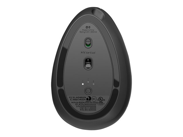 Logitech MX Vertical - Vertical mouse - ergonomic - optical - 6 buttons - wireless, wired - Bluetooth, 2.4 GHz - USB wireless receiver - graphite