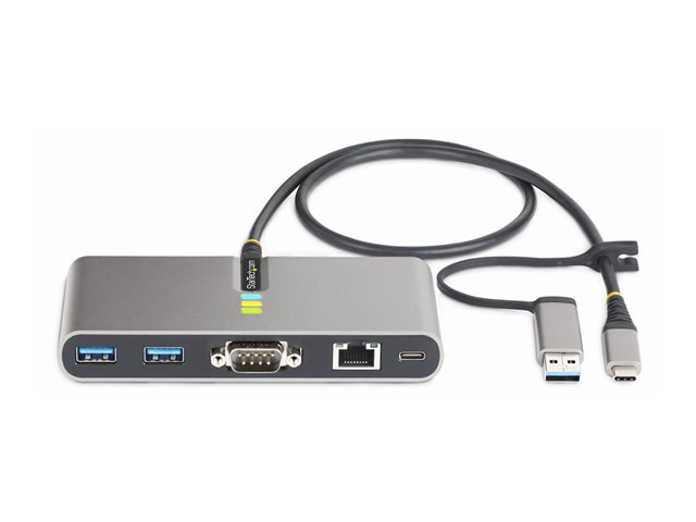 StarTech.com 2-Port USB-C/USB-A Hub with GbE and RS232 Serial, 2x USB-A - Hub - 2 x USB 3.2 Gen 1 - desktop