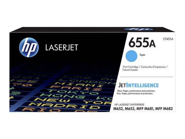 HP 655A - Cyan - original - LaserJet - toner cartridge (CF451A) - for Color LaserJet Enterprise M652, M653, LaserJet Enterprise Flow MFP M681, MFP M682