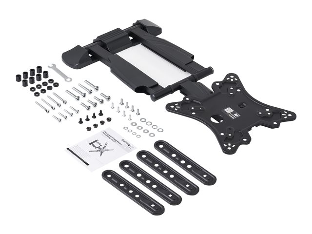 StarTech.com Full Motion TV Wall Mount, 32-55 inch (77lb/35kg) VESA Displays, Low Profile Universal Flat Screen TV Wall Mount, Heavy Duty Adjustable Tilt/Swivel Articulating Arm Bracket - Cable Management - Mounting kit (articulating arm, wall mount, wrench) - for TV - plastic, steel - black - screen size: 32\"-55\" - wall-mountable - for P/N: HDMIPLATE