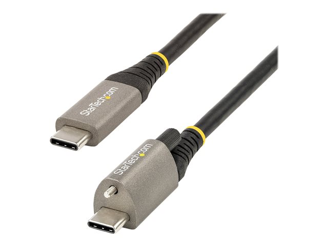StarTech.com 3ft 1m Top Screw Locking USB C Cable 10Gbps, USB 3.1/3.2 Gen 2 Type-C Cable, 100W (5A) Power Delivery Charging, DP Alt Mode, Single Screw Lock, USB-C to C Cord, Charge/Sync - Thunderbolt 3 Compatible (USB31CCTLKV1M) - USB cable - 24 pin USB-C (M) straight/locking to 24 pin USB-C (M) straight - USB 3.2 Gen 2 / DisplayPort 1.4 /Thunderbolt 3 - 1 m - 8K support - black, grey