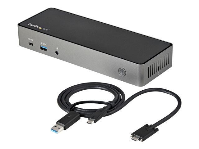 StarTech.com USB-C & USB-A Dock, Hybrid Universal Triple Monitor Laptop Docking Station w/ DisplayPort & HDMI 4K 60Hz, 85W Power Delivery, 6x USB Hub, Ethernet, Audio, USB 3.1 Gen 2 10Gbps - Multi-Monitor Dock (DK31C3HDPDUE) - Docking station - USB-C - 3 x HDMI, 3 x DP - 1GbE - 85 Watt