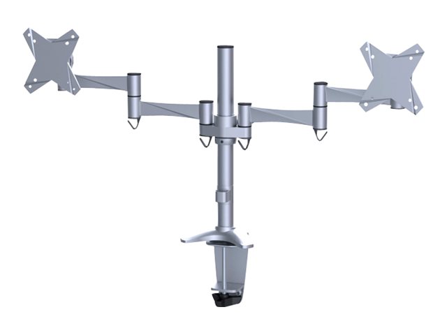 Neomounts FPMA-D1330D - Mounting kit - full-motion - for 2 LCD displays - silver - screen size: 10\"-27\" - clamp mountable, grommet, desk-mountable