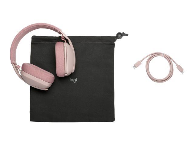 Logitech Zone Vibe 100 - Headset - full size - Bluetooth - wireless - rose