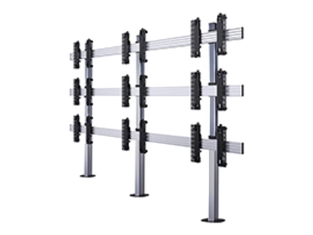 B-TECH System X BT8372 - Stand - bolt-down - for 3x3 video wall - black with black column - screen size: 46\"-55\" - mounting interface: up to 600 x 400 mm