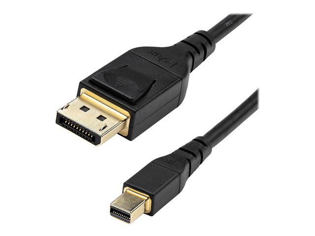 StarTech.com 6ft (2m) VESA Certified Mini DisplayPort to DisplayPort 1.4 Cable, 8K 60Hz HBR3 HDR, Super UHD mDP to DP 1.4 Cord, Slim (34 AWG) Ultra HD 4K 120Hz, Monitor/Video Cable - mDP to DP Cable (DP14MDPMM2MB) - DisplayPort cable - Mini DisplayPort (M) latched to DisplayPort (M) latched - DisplayPort 1.4 - 2 m - 8K support - black