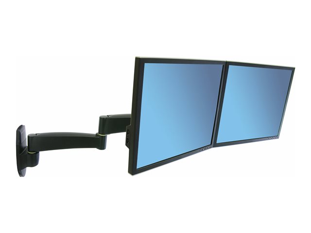 Ergotron 200 Series - Mounting kit (wall bracket, dual articulating arm, crossbar, 2 extensions, 2 VESA adapters) - adjustable arm - for 2 LCD displays - steel - black - screen size: up to 22\" - wall-mountable