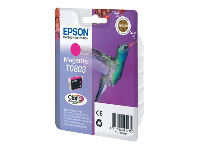 Epson T0803 - Magenta - original - blister with RF/acoustic alarm - ink cartridge - for Stylus Photo P50, PX650, PX660, PX700, PX710, PX720, PX730, PX800, PX810, PX820, PX830