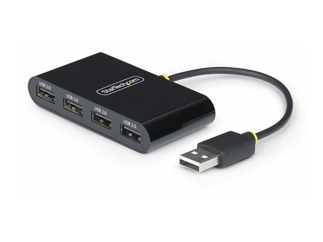 StarTech.com 4-Port USB 2.0 Hub, USB Bus Powered, Small Travel Mini USB Hub, USB 2.0 Splitter, Multi-Port Portable USB Hub, 480Mbps, Overcurrent Protection (OCP) - Hub - 4 x USB 2.0 - desktop