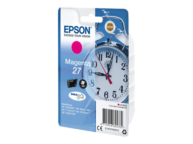 Epson 27 - 3.6 ml - magenta - original - ink cartridge - for WorkForce WF-3620, WF-3640, WF-7110, WF-7210, WF-7610, WF-7620, WF-7710, WF-7715, WF-7720