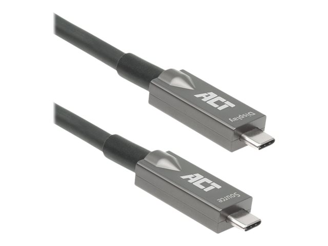 ACT - USB-kabel - 24 pin USB-C (M) naar 24 pin USB-C (M) - USB 3.2 Gen 2 / DisplayPort 1.4 - 20 V - 3 A - 3 m - Active Optical Cable (AOC), ondersteunt 4K60Hz (3840 x 2160), ondersteunt 4K30Hz (3840 x 2160) - zwart