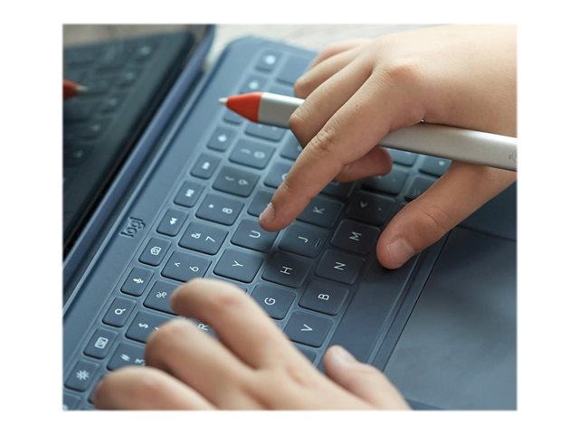 Logitech Rugged Combo 3 Touch for Education - Keyboard and folio case - with trackpad - Apple Smart connector - QWERTY - Pan Nordic - classic blue - academic - for Apple 10.2-inch iPad (7th generation, 8th generation, 9th generation)