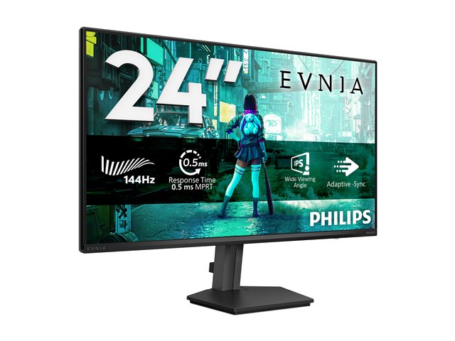 Philips Evnia 3000 24M2N3200NF - LED monitor - gaming - 24\" (23.8\" viewable) - 1920 x 1080 Full HD (1080p) @ 144 Hz - IPS - 300 cd/m² - 1500:1 - HDR10 - 0.5 ms - HDMI, DisplayPort - charcoal