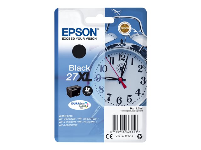 Epson 27XL - 17.7 ml - XL - black - original - blister with RF/acoustic alarm - ink cartridge - for WorkForce WF-3620, WF-3640, WF-7110, WF-7610, WF-7620, WF-7715, WF-7720