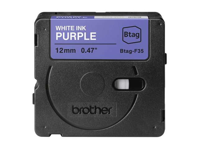 Brother BTAG-F35 - White on purple - Roll (1.2 cm x 4 m) 1 cassette(s) hanging box - label tape