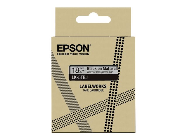 Epson LabelWorks LK-5TBJ - Black on matte clear - Roll (1.8 cm x 8 m) 1 cassette(s) hanging box - tape cartridge - for LabelWorks LW-C410, LW-C610