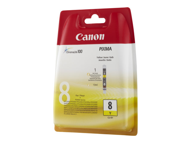 Canon CLI-8Y - 13 ml - yellow - original - ink tank - for PIXMA iP3500, iP4500, iP5300, MP510, MP520, MP610, MP960, MP970, MX700, MX850, Pro9000
