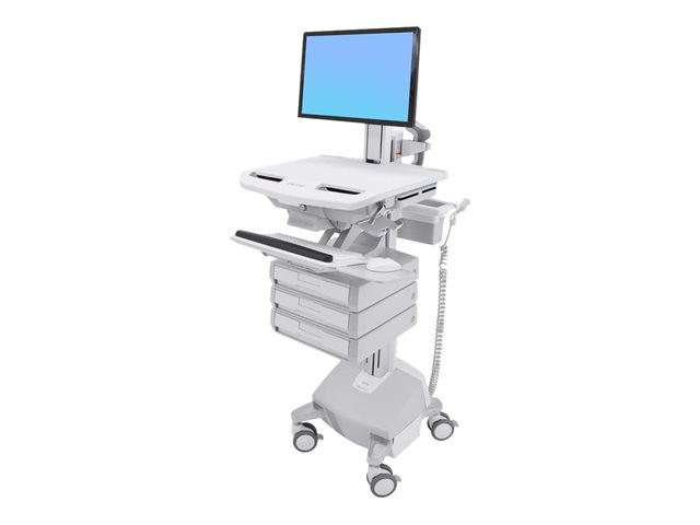 Ergotron StyleView Cart with LCD Pivot, LiFe Powered, 3 Drawers - Cart - for LCD display / PC equipment - lockable - medical - aluminium, zinc-plated steel, high-grade plastic - screen size: up to 24\" - 40 Ah - Lithium Ion - TAA Compliant