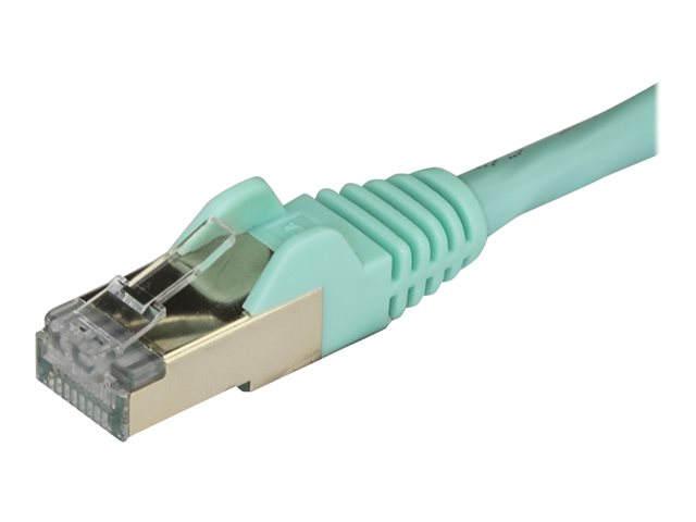 StarTech.com 50cm CAT6A Ethernet Cable, 10 Gigabit Shielded Snagless RJ45 100W PoE Patch Cord, CAT 6A 10GbE STP Network Cable w/Strain Relief, Aqua, Fluke Tested/UL Certified Wiring/TIA - Category 6A - 26AWG (6ASPAT50CMAQ) - Patch cable - RJ-45 (M) t
