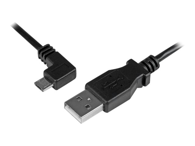 StarTech.com 2m 6 ft Micro-USB Charge-and-Sync Cable - Left-Angle Micro-USB - M/M - USB to Micro USB Charging Cable - 24 AWG (USBAUB2MLA) - USB cable - Micro-USB Type B (M) to USB (M) - USB 2.0 - 2 m - left-angled connector, molded - black - for P/N: USB2PCARBK, USB2PCARBKS, USBEXTAA10BK, USBEXTAA6BK, USBLT2PCARW, USBUB2PCARB