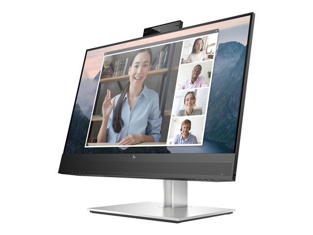 HP E24mv G4 Conferencing Monitor - E-Series - LED monitor - 23.8\" - 1920 x 1080 Full HD (1080p) @ 60 Hz - IPS - 250 cd/m² - 1000:1 - 5 ms - HDMI, VGA, DisplayPort - speakers - silver, black head