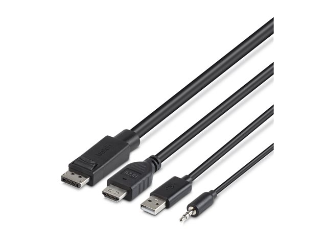 Belkin Secure KVM Combo Cable - Video / USB / audio cable - TAA Compliant - USB, mini jack, HDMI, DisplayPort (M) to USB Type B, mini jack, HDMI, DisplayPort (M) - 1.83 m - passive, 4K support - black