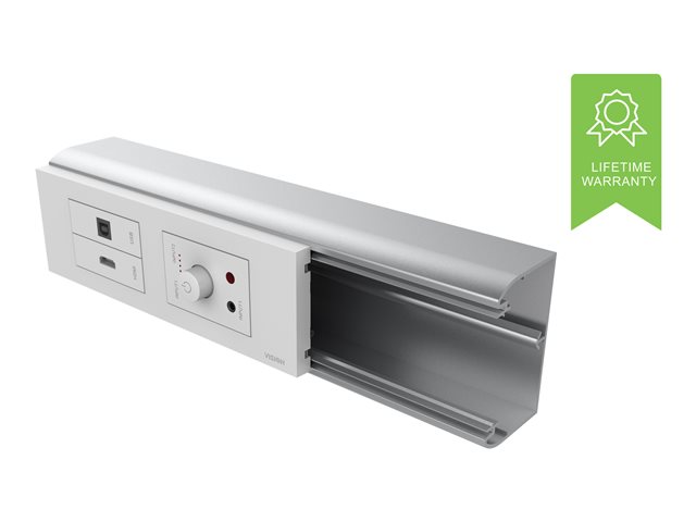 VISION Techconnect Modular AV Faceplate - LIFETIME WARRANTY - Belgian 65mm surround - frame which accommodates four modules - fits to standard 65mm Le Grand cable canal - 210 x 68 x 20 mm - plastic - white