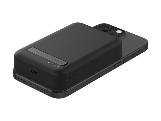 Belkin BoostCharge Pro - Wireless power bank - magnetic with Qi2 - 10000 mAh - 15 Watt - Fast Charge, PD - 2 output connectors (magnetic, 24 pin USB-C) - on cable: USB-C - black - for Apple iPhone 12, 13, 14, 15