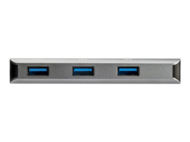 StarTech.com 3 Port 10Gbps USB C Hub with SD Card Reader, 3x USB-A & 1x SD Slot, Portable USB 3.1/3.2 Gen 2 Type C Adapter Hub, Laptop Hub, USB Bus Powered, Thunderbolt 3 Compatible - Windows/macOS/Linux (HB31C3ASDMB) - Hub - 1 x USB-C + 3 x USB 3.1 - desktop - for P/N: PEXUSB321C