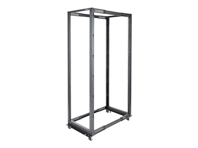 StarTech.com 42U 19\" Open Frame Server Rack, 4 Post Adjustable Depth 23-41\" Mobile, Free Standing Rolling Network/Computer Equipment Data Rack, Dell PowerEdge, HP ProLiant ThinkServer - Adjustable Server Rack (4POSTRACK42) - Rack - black - 42U - for P/N: CABSCREWM5B, CABSCREWSM5, CABSCREWSM5B, CABSCREWSM62, CABSCREWSM6B, CABSCRWS1224