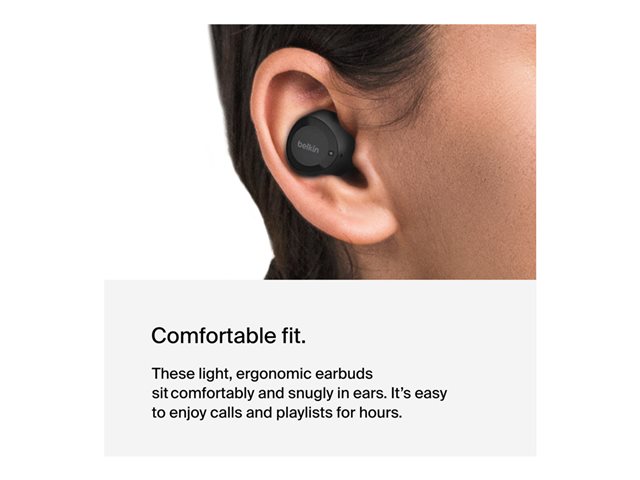 Belkin SoundForm Bolt - True wireless earphones with mic - in-ear - Bluetooth - black - for Apple iPhone 14, 14 Plus, 14 Pro, 14 Pro Max, Samsung Galaxy S22 5G, S22 Ultra 5G, S22+ 5G