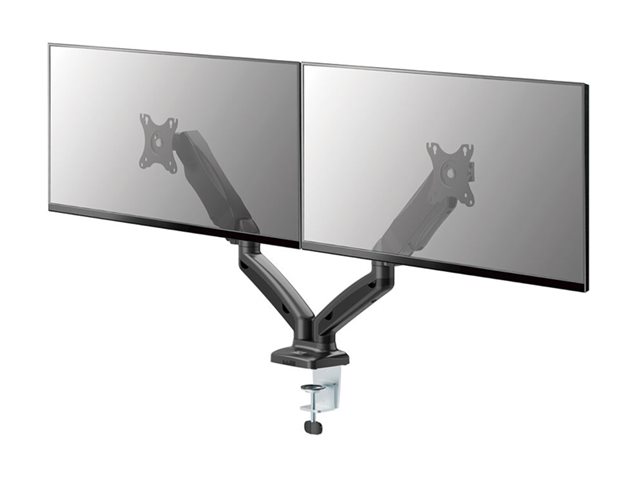 Bevestigingskit (klem, pakkingringklem, stand) - verstelbare dubbele armen - voor 2 LCD-schermen - plastic, aluminium, staal - zwart - schermgrootte: 13\"-32\" - te monteren op bureau