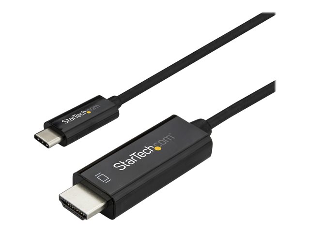 StarTech.com 3ft (1m) USB C to HDMI Cable, 4K 60Hz USB Type C to HDMI 2.0 Video Adapter Cable, Thunderbolt 3 Compatible, Laptop to HDMI Monitor/Display, DP 1.2 Alt Mode HBR2 Cable, Black - 4K USB-C Video Cable (CDP2HD1MBNL) - Adapter cable - 24 pin USB-C male to HDMI male - 1 m - black - 4K60Hz (3840 x 2160) support - for P/N: TB4CDOCK