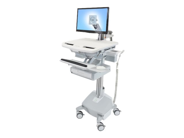 Ergotron StyleView - Cart (charge only) - open architecture - for LCD display / PC equipment - medical - aluminium, zinc-plated steel, high-grade plastic - grey, white, polished aluminium - screen size: up to 24\" - output: AC 230 V - 40 Ah - lithium - TAA Compliant