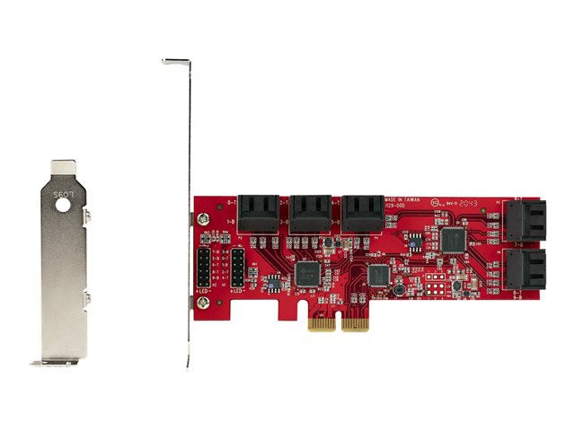 StarTech.com SATA PCIe Card, 10 Port PCIe SATA Expansion card, 6Gbps SATA Card, Low/Full Profile, Stacked SATA Connectors, ASM1062 Non-Raid SATA Controller Card / Adapter - PCI Express to SATA Converter - Storage controller - SATA 6Gb/s - low profile