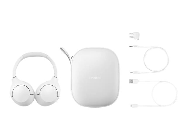 Philips TAH8506 - Headphones with mic - full size - Bluetooth - wireless, wired - active noise cancelling - 2.5 mm jack - white
