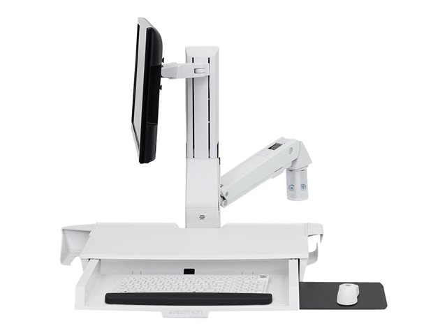 Ergotron StyleView Sit-Stand Combo Arm - Mounting kit (wrist rest, wall mount bracket, display mount, track mount bracket kit, slide-out mouse tray, combo arm, work surface with keyboard tray, scanner and mouse holder) - Constant Force Technology - for LCD display / PC equipment - medical - aluminium, high-grade plastic - white - screen size: up to 24\"