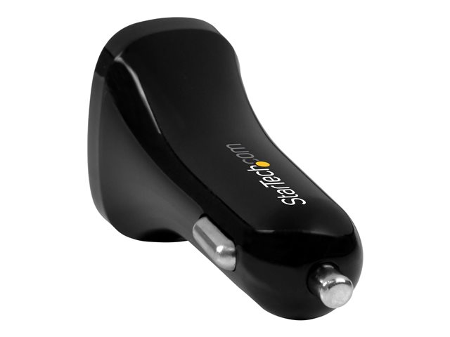 StarTech.com Dual Port USB Car Charger - High Power 24W/4.8A - Black - 2-Port USB Car Charger - Charge two tablets at once (USB2PCARBKS) - Car power adapter - 24 Watt - 4.8 A - 2 output connectors (USB) - black - for P/N: USBLT1MW, USBLT1MWS, USBLT2MBR, USBLT2MW, USBLT30CMW, USBLTM1MBK, USBLTM1MWH