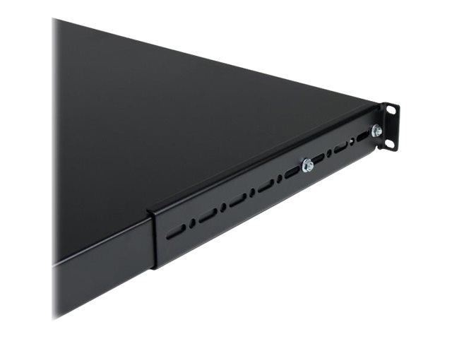 StarTech.com 1U Adjustable Server Rack Mount Shelf - 175lbs - 19.5 to 38in Deep Universal Tray for 19\" AV, Data & Network Equipment Rack (ADJSHELFHD) - Rack shelf - black - 1U - 19\" - for P/N: RK1233BKM, RK2433BKM, RK2537BKM, RK3236BKF, RK4236BKB, RK