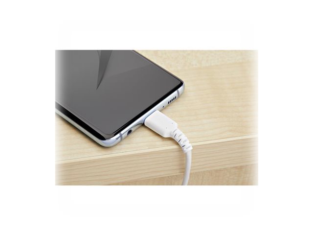 StarTech.com 2m USB A to USB C Charging Cable, Durable Fast Charge & Sync USB 2.0 to USB Type C Data Cord, Rugged TPE Jacket Aramid Fiber M/M 3A White, Samsung S10, S20, iPad Pro, Pixel - Heavy Duty and Rugged - USB cable - USB (M) straight to 24 pin USB-C (M) straight - Thunderbolt 3 / USB 2.0 - 2 m - white