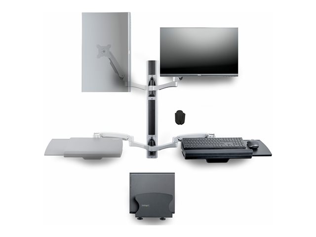 StarTech.com Wall Mount Workstation, VESA Mount For 32\" Monitors (22lb/10kg), Fully Articulating Arms For Single Monitor Mount & Keyboard Tray, Includes Desktop Computer/PC Bracket - Ergonomic Standing Desk (2PASTSC-WALL-MOUNT) - Mounting kit - works
