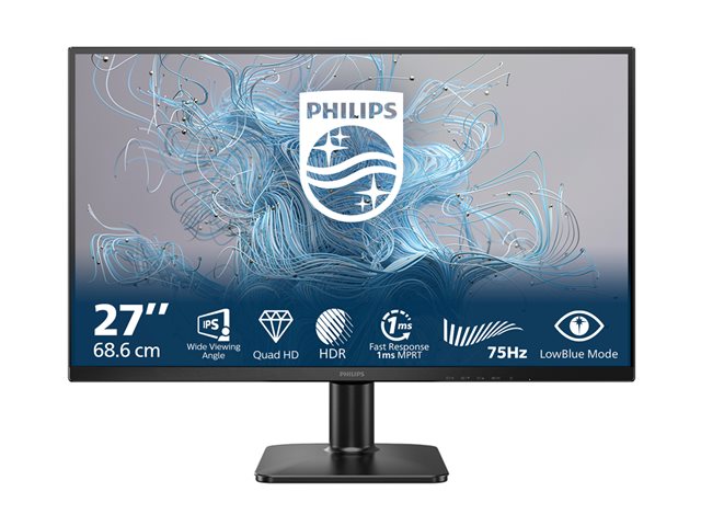Philips 27E2N1500L - 1000 Series - LED monitor - 27\" - 2560 x 1440 QHD @ 75 Hz - IPS - 1000:1 - HDR10 - 4 ms - HDMI, DisplayPort - black