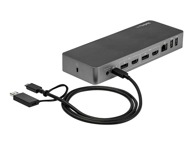 StarTech.com USB-C & USB-A Dock, Hybrid Universal Laptop Docking Station with Dual Monitor Display 4K 60Hz HDMI & DisplayPort, 60W Power Delivery, Gigabit Ethernet, Windows, Mac Chrome - 4K USB Type-C Dock (DK30C2DPPDUE) - Docking station - USB-C - 2 x HDMI, 2 x DP - 1GbE