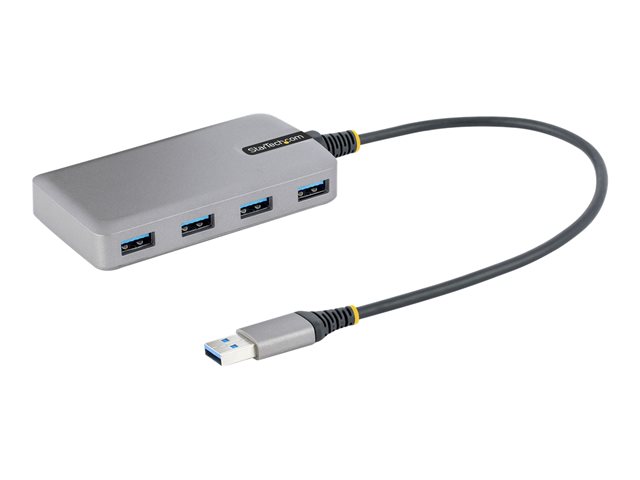 StarTech.com 4-Port USB Hub, USB 3.0 5Gbps, Bus Powered, USB-A to 4x USB-A Hub with Optional Auxiliary Power Input, Portable Desktop/Laptop USB Hub with 1ft (30cm) Attached Cable - USB Expansion Hub (5G4AB-USB-A-HUB) - Hub - 4 x USB 3.2 Gen 1 + 1 x m