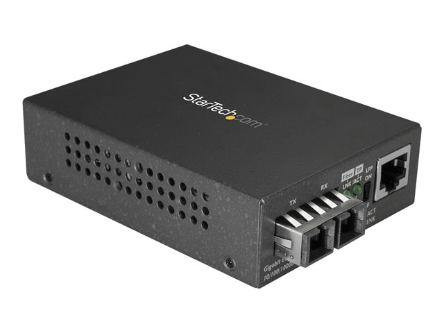 StarTech.com Multimode SC Fiber Media Converter for 10/100/1000 Network, 550m Range, Gigabit Ethernet, 850nm, Full Duplex Gigabit Ethernet Media Converter, Fiber Optic Media Converter - Ethernet Over Fiber (MCMGBSCMM055) - Fibre media converter - 1GbE - over fibre optic - 1000Base-SX, 100Base-TX, 1000Base-T - RJ-45 / SC multi-mode - up to 550 km - 850 nm