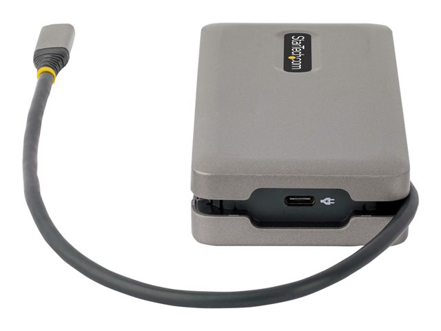 StarTech.com USB-C Multiport Adapter, HDMI/VGA, 4K 60Hz Video, 3-Port USB Hub, 100W Power Delivery Pass-Through, GbE, USB Type-C Travel Dock w/ Charging, 1ft/30cm Wrap-Around Cable - Mini Laptop Docking Station (DKT31CVHPD3) - Docking station - USB-C - HDMI, VGA - 1GbE - 16 Watt